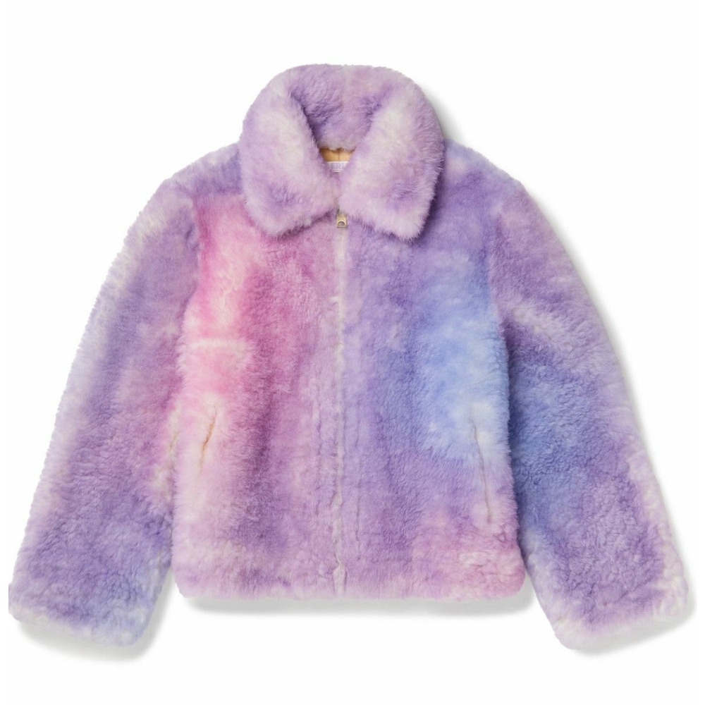 Erl Gradient Shearling Leather Coat in Pink size Medium
